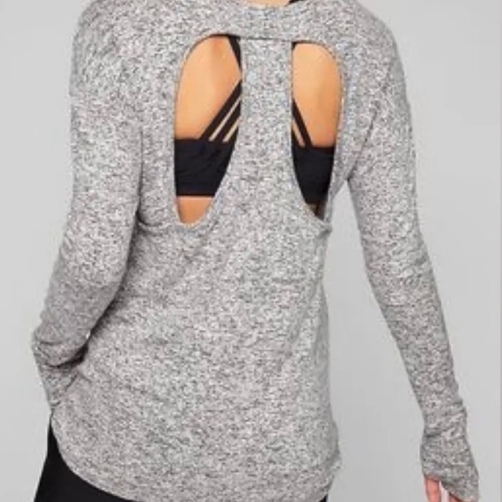 Athleta | Women's Gray Luxe Cutout Pose Long Sleeve Top | Size S